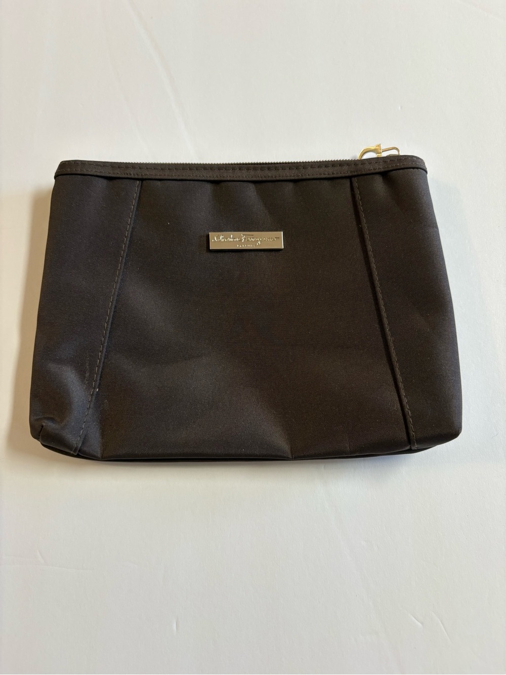 Salvatore Ferragamo Brown Pouch with silver Logo Plate